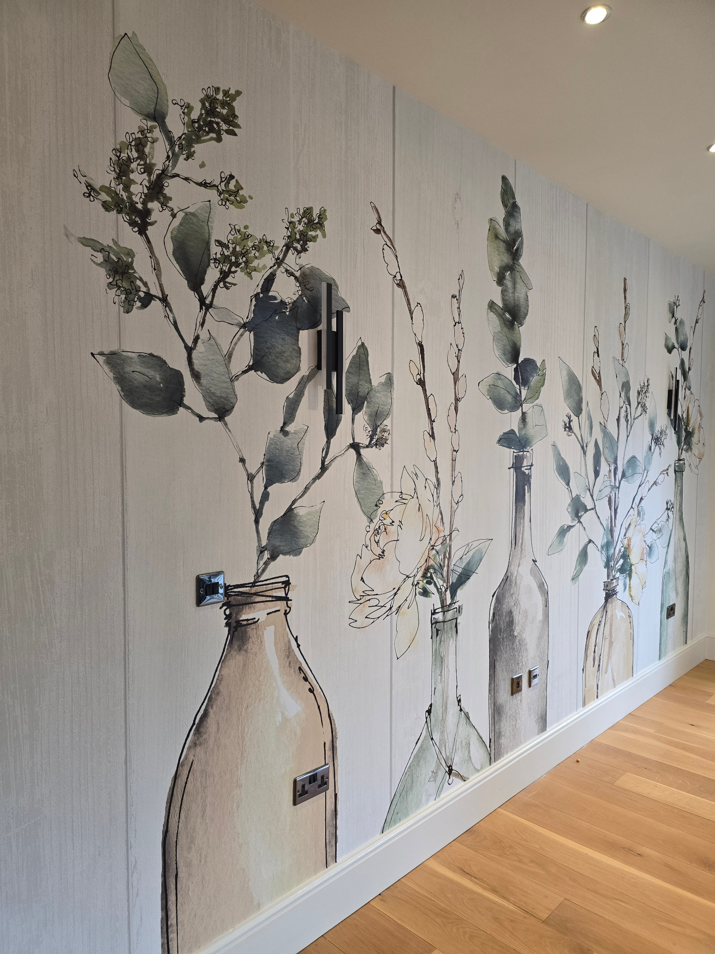 Hand-painted feature wall mural